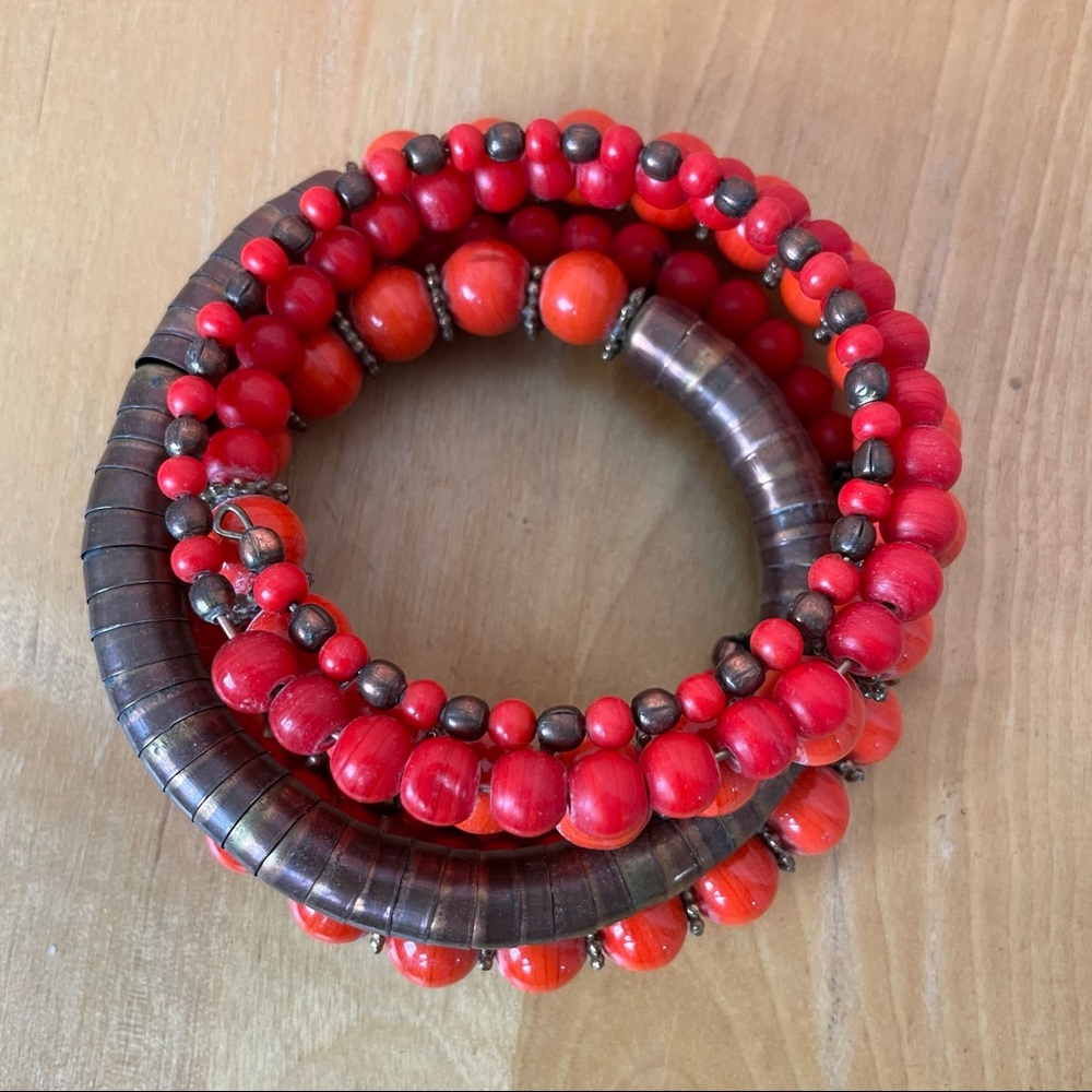 Set Of Two Orange And Multi-Color Boho Bracelets … - image 6